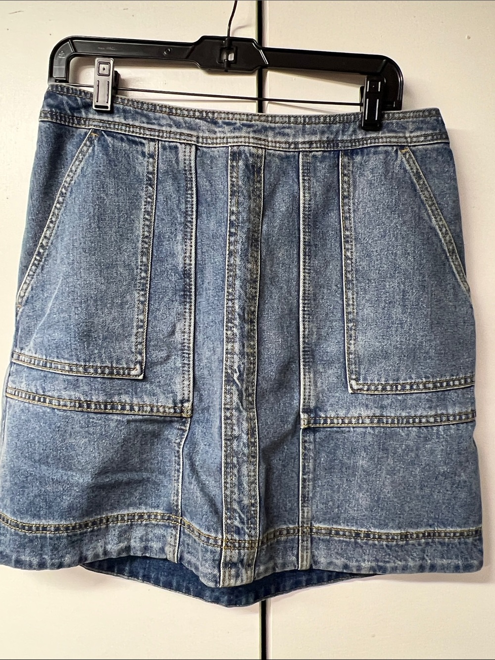 CAbi Light Blue Denim Skirt with Front Pockets #6571